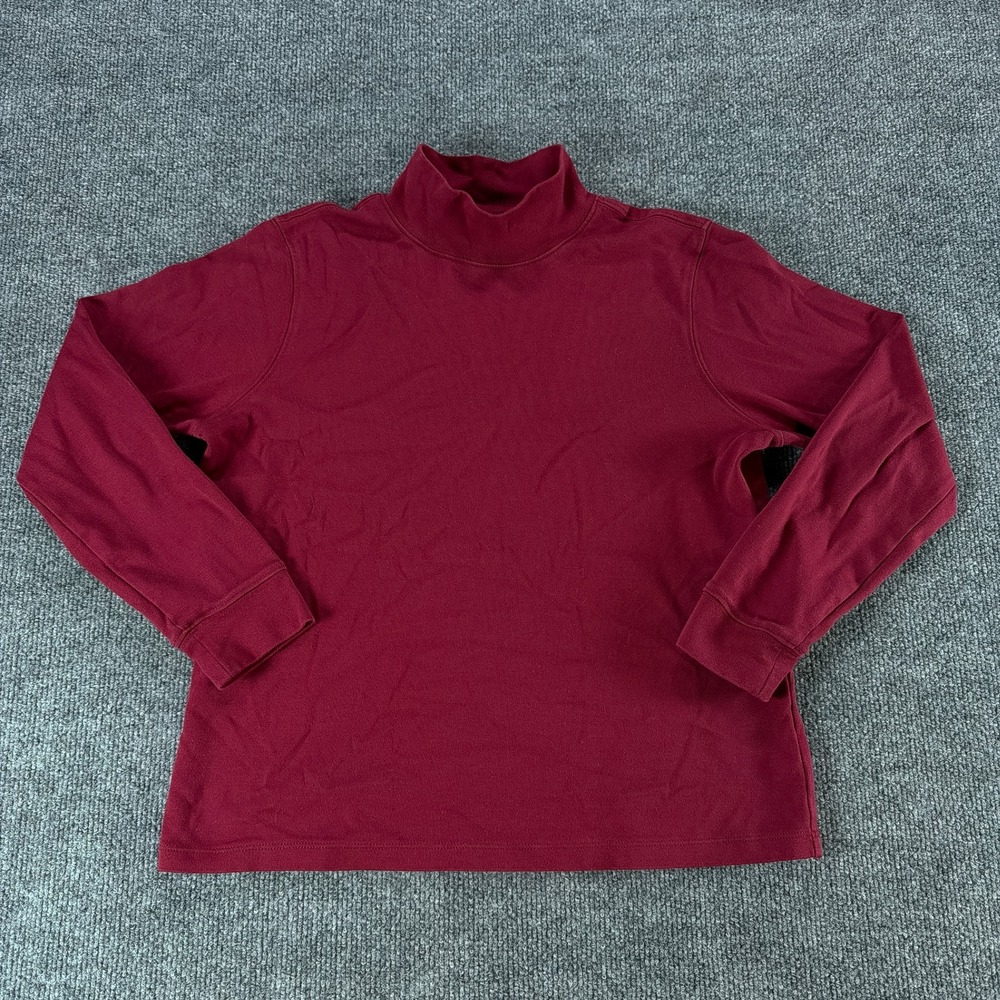 LL Bean Womens Burgundy Red Mock Neck Long Sleeve Top Size M Petit M PT Gorpcore